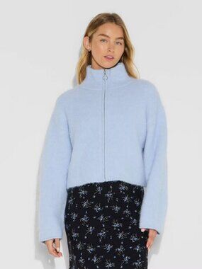 Women's Full Zip Mock Turtleneck Cardigan - Wild Fable Light Blue XXS